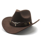 Wester Hats Top Hat Ethnic Style Cow Label Top Hat Rolled Brim Retro Woolen Felt Hat