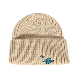 Mens Beanies Thickened Letter Embroidery Woolen Cap Women's Autumn and Winter Big Curled Brim Knitted Hat