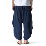 Men Casual Pants plus Size Loose Trousers Summer Harem Pants Men's Cotton Linen Retro Loose Casual Home Pants