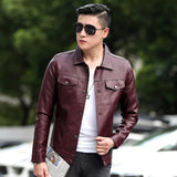 80's Leather Jacket Spring and Autumn Men's Leather Motorcycle Windproof Warm PU Leather Jacket Jacket