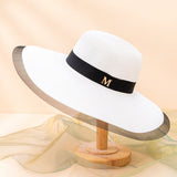 Fedora Golf Hats Summer Satin Big Brim Straw Hat