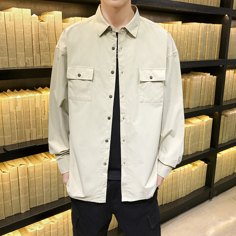 Spring and Autumn Men's Long-Sleeved Shirt Fashionable Large Size Sports Retro Loose Workwear Men's Shirt Youth Jacket Men Shacket