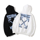 Autumn And Winter Palm Letter Arrow Pattern Hooded Fleece Lined Sweater Men And Women Same Style