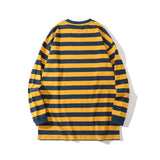 Men Fall Outfits Round Neck Long Sleeve T-shirt Spring and Autumn Stripes Bottoming Shirt