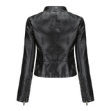 Hot Pink Motorcycle Jacket Rivet Leather Women's Short Spring and Autumn Jacket Long Sleeve Women's Coat