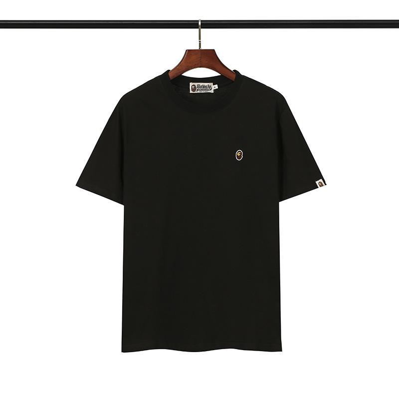 A Ape Print T Shirt Embroidered Ape Head Short Sleeve Cotton T-shirt