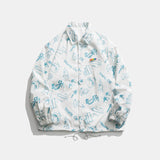 Men's Spring plus Size Retro Sports Jacket Cartoon Printed Coat Youth Versatile Top Trendy Men Coat