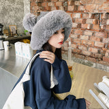 Toque Knitted Woolen Cap Women's Autumn and Winter Plush Warm Hat