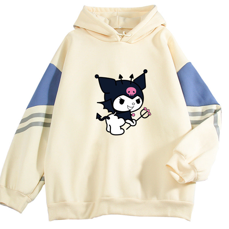 Kuromi Hoodie Winter Anime Series Print Long Sleeve Color Matching Casual Student Top Female