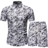Men Summer Casual Casual Loose Pants Summer Short-Sleeved Shirt Casual Printed Shirt Short-Sleeved Suit
