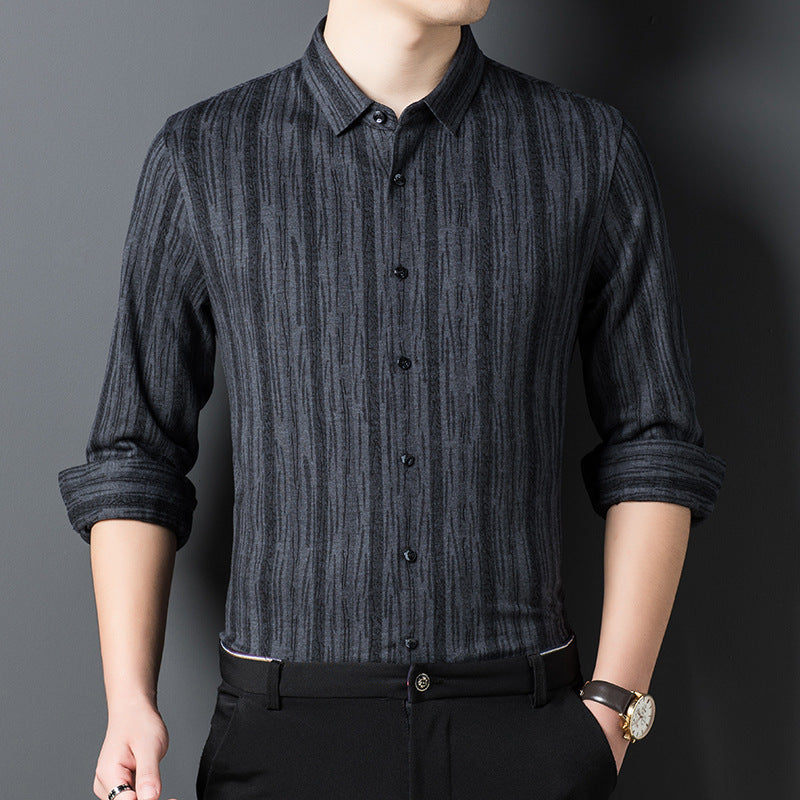 Maroon Colour Shirt Vertical Stripes