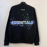 Fog Essentials Long Sleeve Round Neck Sweatshirt Multiline Paint-Splashing Style Graffiti Printed Fleece Hoodie