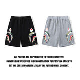 A Ape Print Shorts Men's Double Camouflage on Side Shark Head Shorts Camouflage Elastic Waist Fifth Pants Middle Pants Fashion Brand Casual Shorts