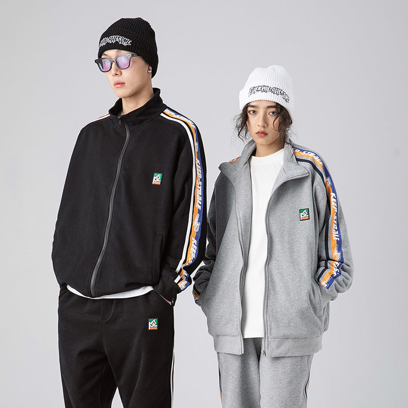 Men's Spring plus Size Retro Sports Jacket Male Student Stand Collar Coat Tide Solid Color Versatile Casual Top Men Jacket