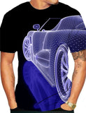 3D T Shirt Top Lapel 3D Road Car