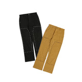 Men Fall Outfits Solid Color Rivet Retro Casual Pants Loose Pants