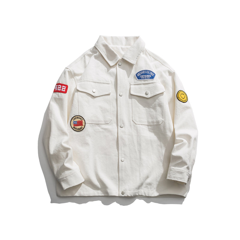 Men's Spring plus Size Retro Sports Flight Jacket Men's Trendy Workwear Coat Men's Loose Casual Top Men Shacket