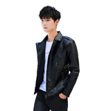 80's Leather Jacket Autumn and Winter Leather Coat Short Slim Motorcycle Clothing Jacket