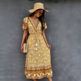 Russian Style Dress Spring/Summer V-neck Bohemian Dress