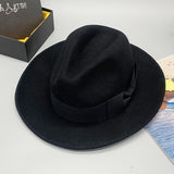 Fedora Hat Autumn and Winter Wide Brim Flat Brim Wool Tibetan Top Hat Fedora Hat