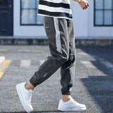 Men Summer Jeans Spring Elastic Waist Ankle-Tied Harem Jeans plus Size Retro Sports Trousers Men