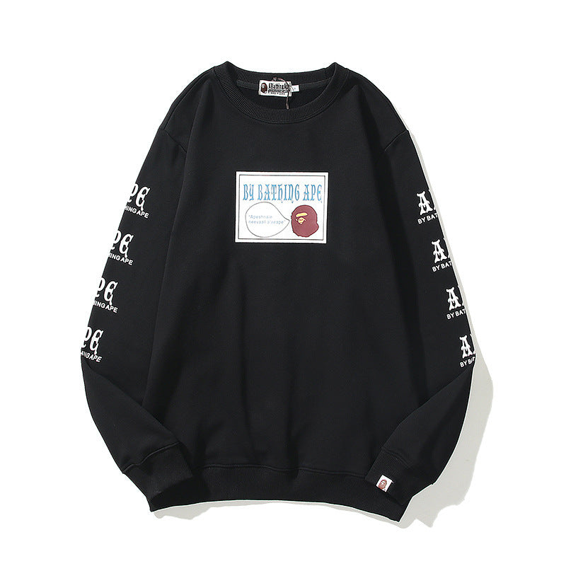 A Bath Ape Sweatshirt Autumn and Winter Men's Cotton Printed Long Sleeve round-Neck Pullover