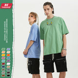 Men's Spring and Summer Basic Style Loose Large Size Retro Sports Solid Color Short Sleeve Men's T-shirt Men Top