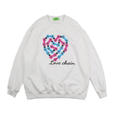Mens Fall Outfits Love Puff Print Harajuku Style Hip Hop Crew Neck Pullover Sweatshirt Men and Women Couple