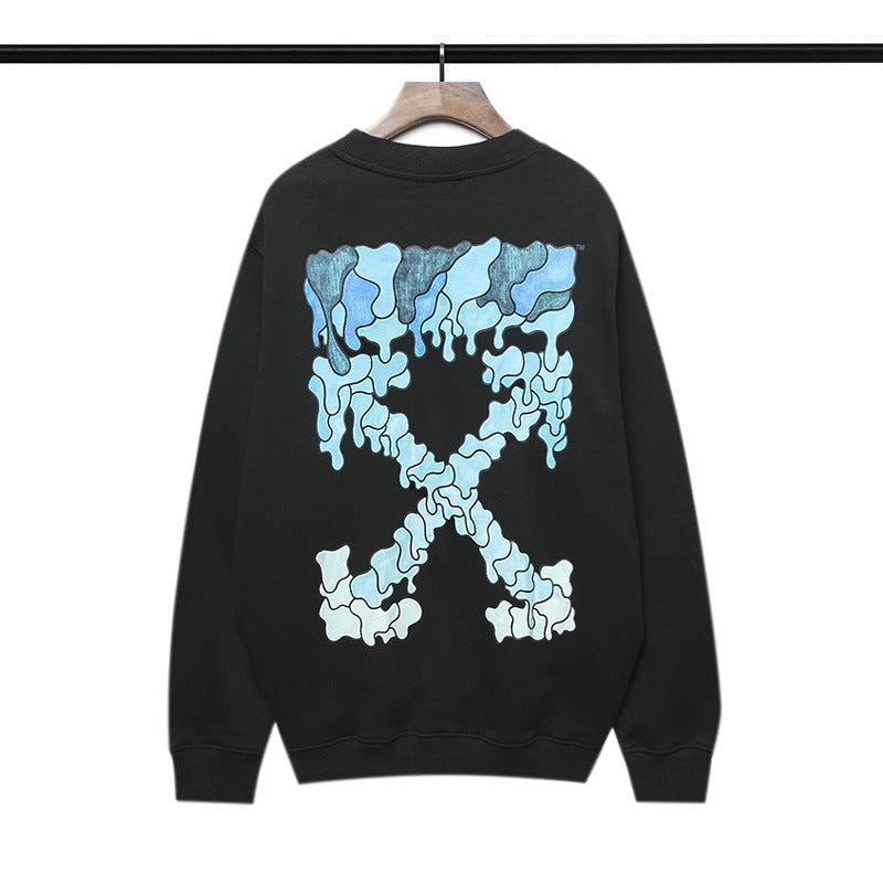 Autumn And Winter Arrow Print Crew Neck Pullover Sweatshirt Baggy Coat