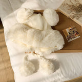 Toque Knitted Woolen Cap Women's Autumn and Winter Plush Warm Hat