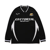 Men Fall Outfits Retro High Street Printed V-neck Long Sleeve T-shirt Loose Couple Casual Baseball Sportswear