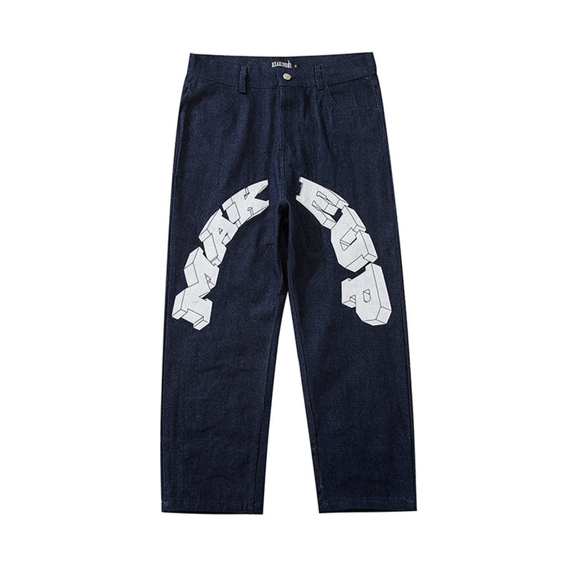 Jeans Men's plus Size Retro Sports Trousers Baggy Straight Trousers Casual Pants Men Jeans