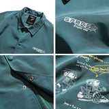 Spring Personalized Printed Lapel Large Size Sports Retro Jacket Men's Jacket Student Men Jacket