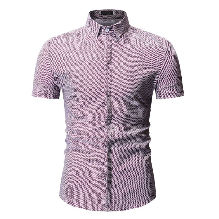 Summer Men's Slim-Fit Short-Sleeved Shirt Large Size Fashion Casual Shirt Men Shirt