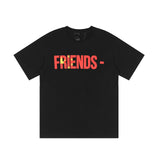 Friends Vlone Rhinestone Shirt The Five-Starred Red Flag Printed Short Sleeve Half Sleeve