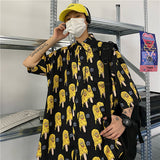 Harajuku Clothing Men's Casual Shirts Summer Printed Shirt Men and Women Casual Loose Top