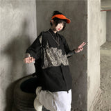 Harajuku Clothing Men's Casual Shirts Stitching Loose Short Sleeve Shirt Men's and Women's Casual Top