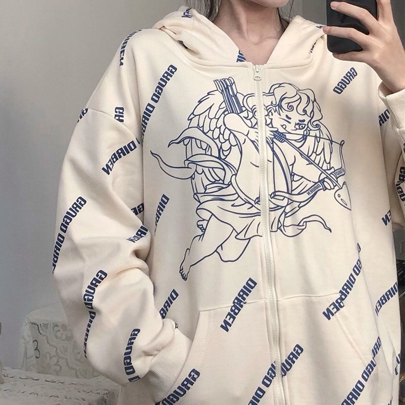 Kuromi Zip up Hoodie Autumn and Winter Fleece Padded Casual Hooded Sweater