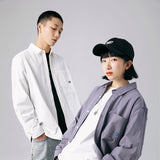 Men Shacket Long Sleeve Autumn Shirt Japanese Style Simple Versatile Long Sleeve Shirt Loose Student Shirt Coat Top Men