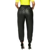 Faux Leather Pants Candy Color Solid Color Sexy PU Leather Ankle-Tied Casual Pants Skinny Pants Leather Pants