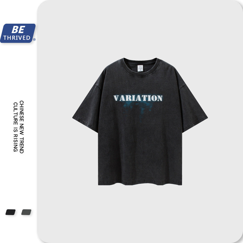 Men's Spring and Summer Large Size Top Loose Short Sleeve Casual Retro Sports T-shirt Men Top