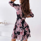 Russian Style Dress Autumn Fashion Temperament Commute Printed Dress