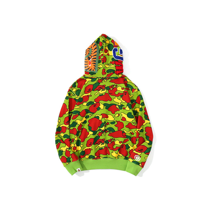 A Bath Ape Shark Head Ape Head XINGX Camouflage Sweater Men's Casual Zip Coat