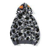 A Bath Ape Autumn and Winter Shark Head Hooded Zipper Men and Women Cardigan Coat Outerwear