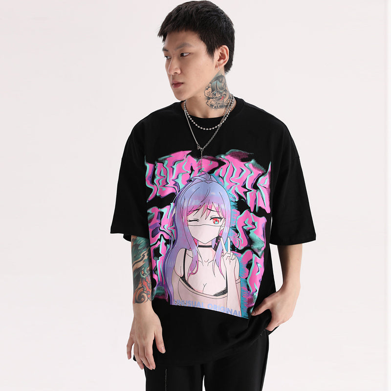 Anime TShirts Aesthetic Men's Shirt Men's Clothing Print Short-Sleeved T-shirt Men's Trendy Half Sleeve