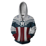 Captain America Hoodie Avengers 3D Digital Printed Full-Zip Cardigan