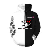 Split Hoodie Demons and Angels Danganronpa Black and White Bear Printed Zipper
