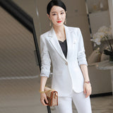 Women Pants Suit Uniform Designs Formal Style Office Lady Bussiness Attire Fall/Winter Slim White-Collar Workwear