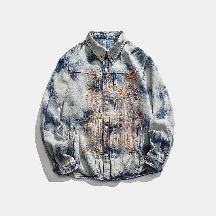 Men's Spring plus Size Retro Sports Coat Men's Casual Long-Sleeved Shirt Trendy Men Shacket