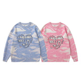 Men Fall Outfits Love Sweater Loose Sweater Bottoming Shirt
